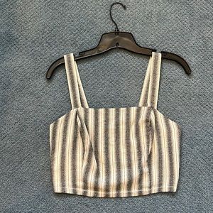 AQUA Crop Top Square-Neck Striped Tank